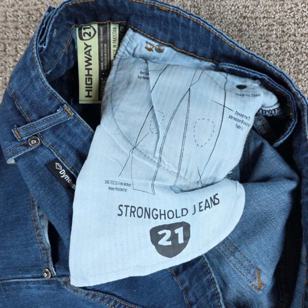 Highway 21 Stronghold Jeans Men 36x32 Blue Dyneema Motorcycle Riding Jeans Denim
